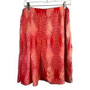 Valerie Stevens Red Pink Silk Diamond Print Midi Skirt Lined - Size 10